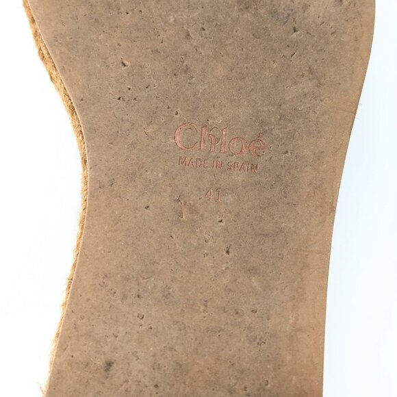 CHLOÉ Woody Wedge Espadrille Platform Sandal Black Canvas Logo Strap EU 41 US 11 - Picture 9 of 9